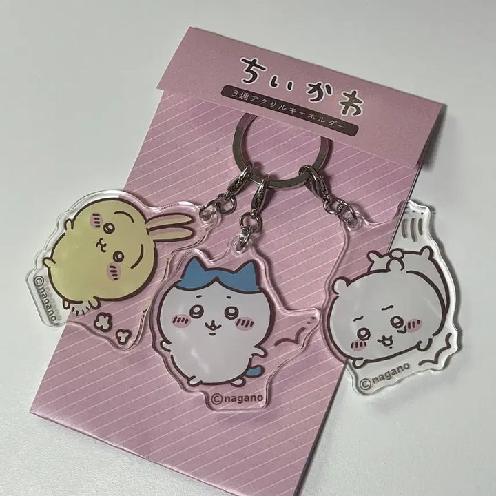 [BUNJANG] Nagano Monjakgwi Chiikawa Acrylic Keyring Three Charms / 나가노 먼작귀 치이카와 아크릴 키링 쓰리참
