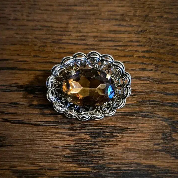 [BUNJANG] Vintage Brown Flower Brooch / 영국 오리지널 빈티지 브라운 플라워 브로치