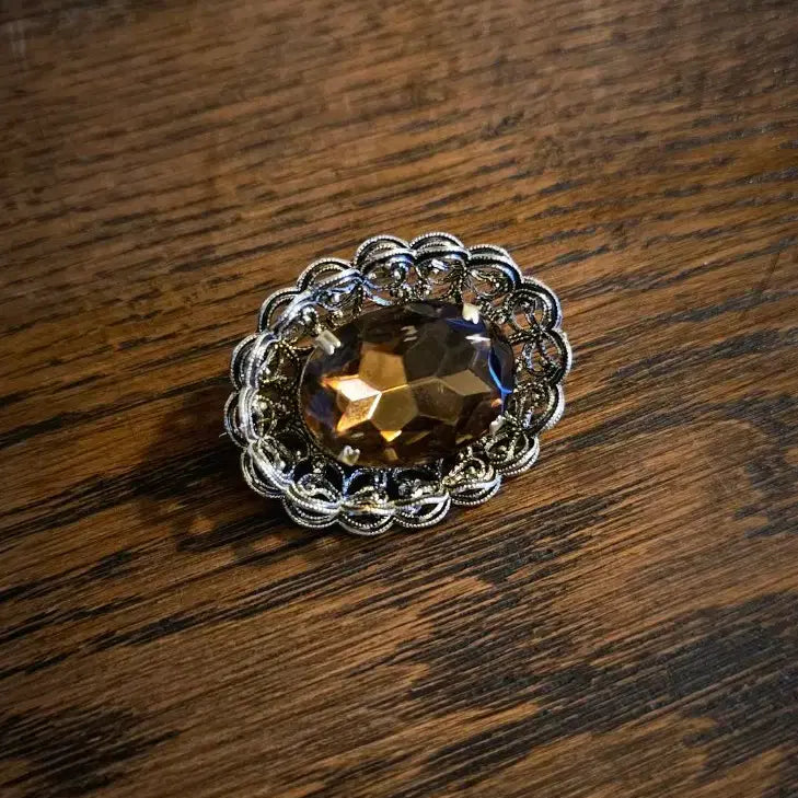 [BUNJANG] Vintage Brown Flower Brooch / 영국 오리지널 빈티지 브라운 플라워 브로치
