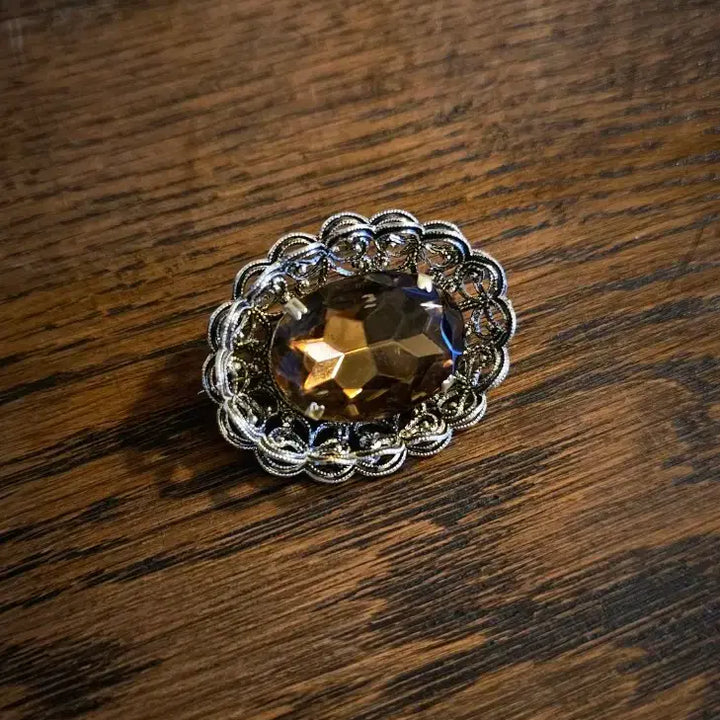[BUNJANG] Vintage Brown Flower Brooch / 영국 오리지널 빈티지 브라운 플라워 브로치