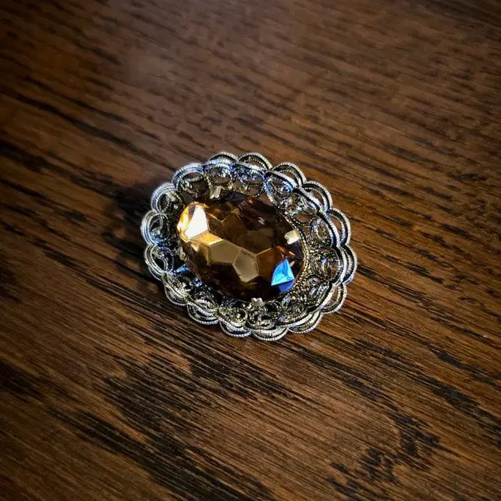 [BUNJANG] Vintage Brown Flower Brooch / 영국 오리지널 빈티지 브라운 플라워 브로치