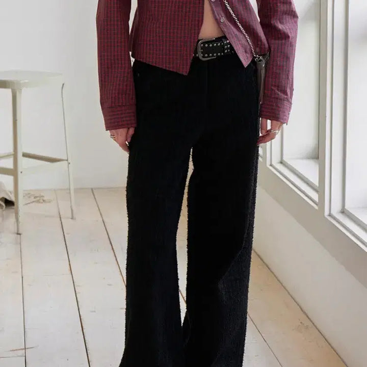 [BUNJANG] Rave Texture Wide Pants Black Size 1 / 레이브 텍스쳐 와이드 팬츠 블랙 1사이즈