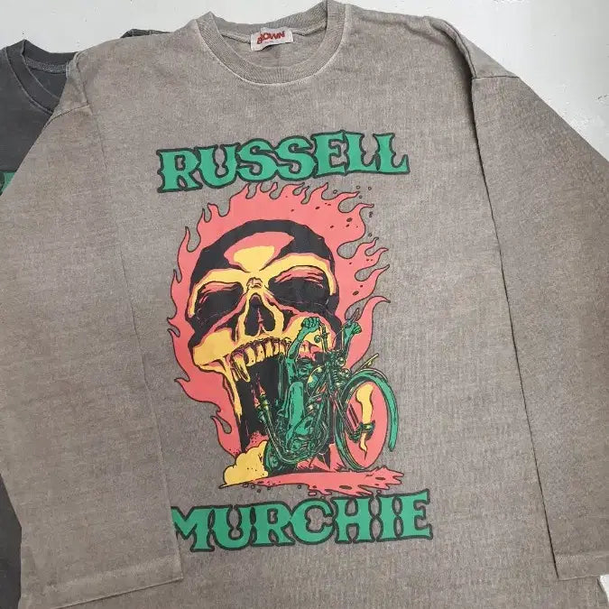[BUNJANG] Ghost Rider Skull Print Long Sleeve T-shirts / 불꽃 고스트 라이더 해골 프린팅 롱슬리브 티셔츠2벌