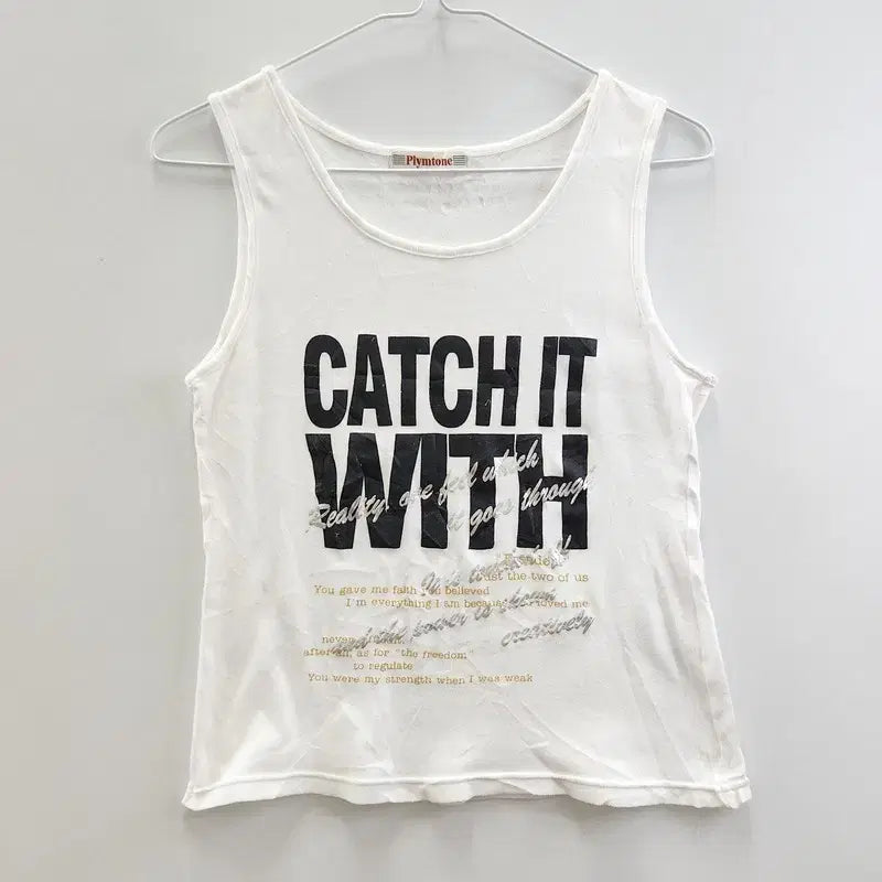 [BUNJANG] Vintage Y2K Gals Punk Metallic Lettering Sleeveless Top / 빈티지 Y2K 갸루 펑크 메탈릭 레터링 슬리브리스