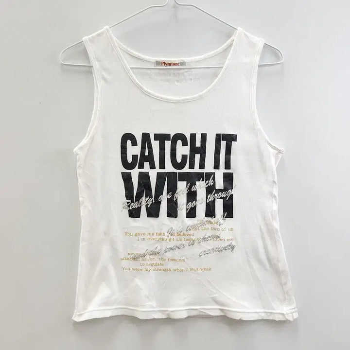 [BUNJANG] Vintage Y2K Gals Punk Metallic Lettering Sleeveless Top / 빈티지 Y2K 갸루 펑크 메탈릭 레터링 슬리브리스