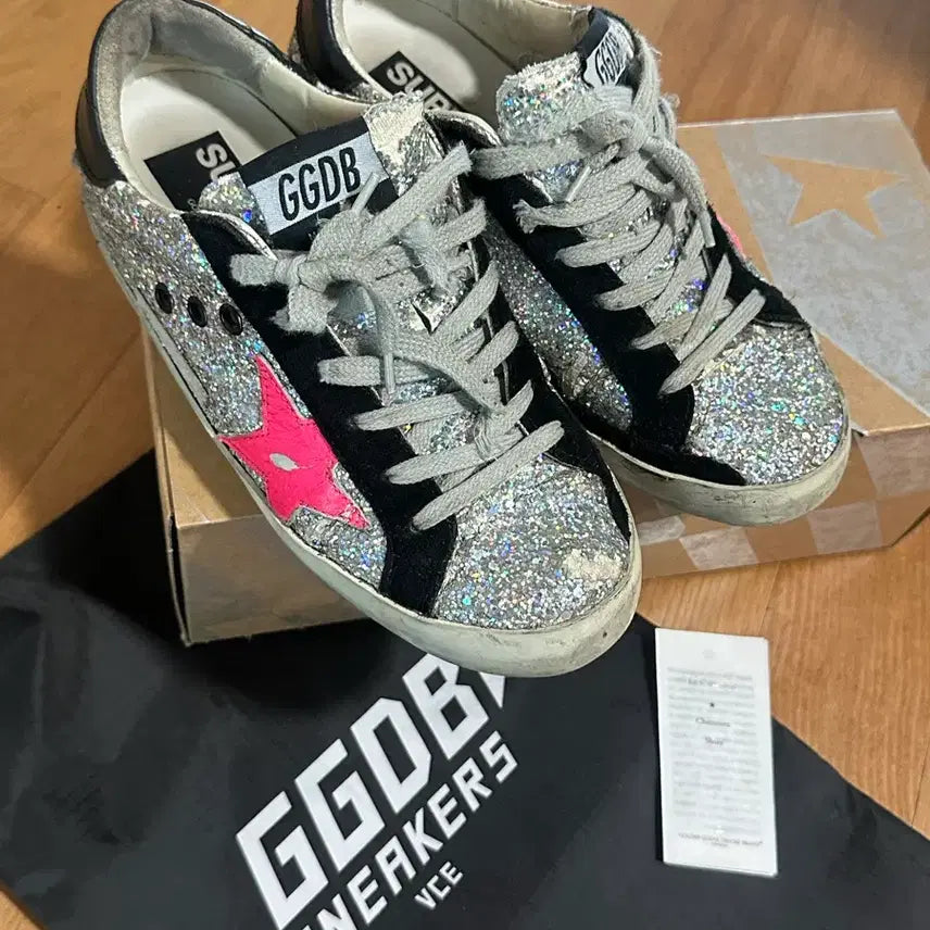 [BUNJANG] Golden Goose Glitter Pink Tab Sneakers / 골든구스 글리터 핑크탭 스니커즈
