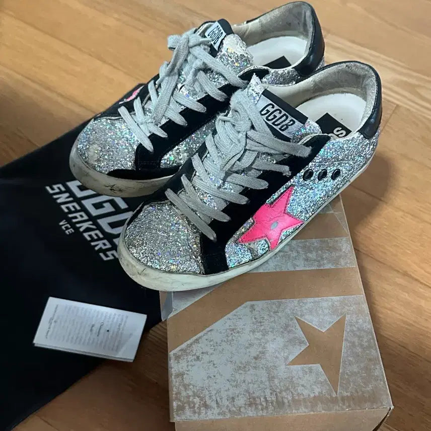 [BUNJANG] Golden Goose Glitter Pink Tab Sneakers / 골든구스 글리터 핑크탭 스니커즈