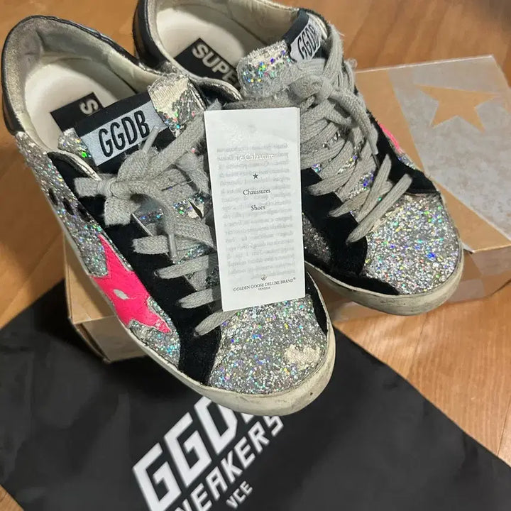 [BUNJANG] Golden Goose Glitter Pink Tab Sneakers / 골든구스 글리터 핑크탭 스니커즈