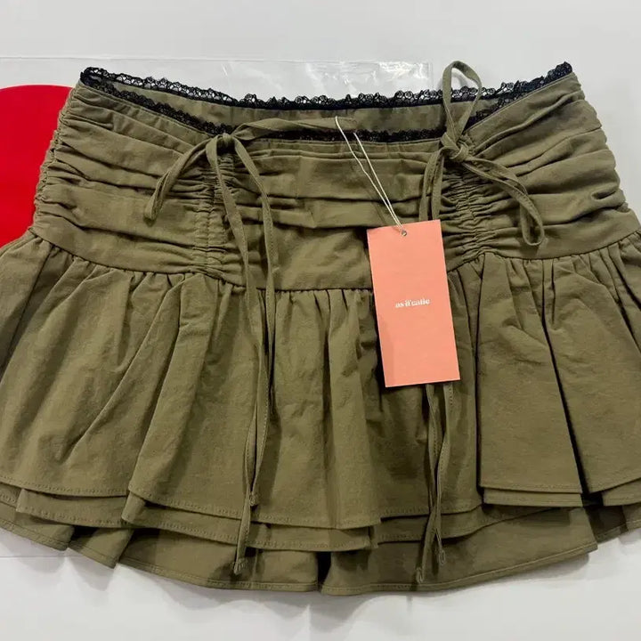 [BUNJANG] As If Cali Khaki Shirred Mini Skirt / 에즈이프캘리 카키 셔링 미니스커트