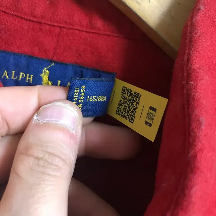 [BUNJANG] Polo Ralph Lauren QR Red Solid Shirt / 폴로 랄프로렌 신형 큐알 여성 빨강단색셔츠