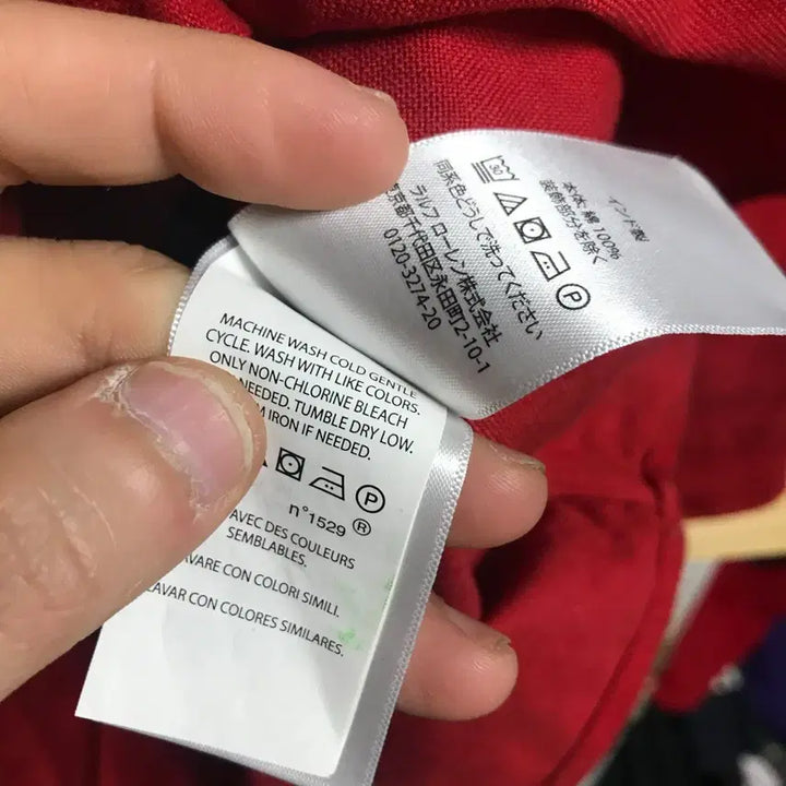 [BUNJANG] Polo Ralph Lauren QR Red Solid Shirt / 폴로 랄프로렌 신형 큐알 여성 빨강단색셔츠