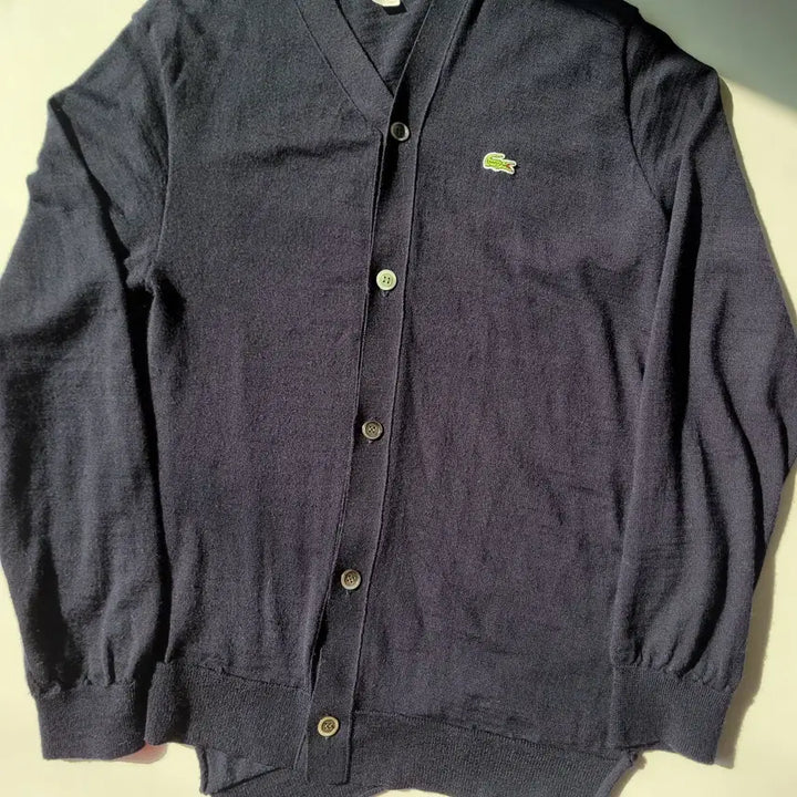 [BUNJANG] Comme des Garcons Shirt Lacoste Asymmetrical Wool Cardigan Navy L / 꼼데가르송 셔츠라인 라코스테 콜라보 비대칭 울 가디건 네이비 L