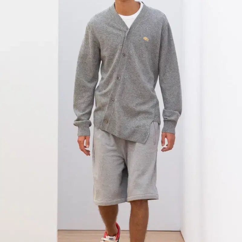[BUNJANG] Comme des Garcons Shirt Lacoste Asymmetrical Wool Cardigan Navy L / 꼼데가르송 셔츠라인 라코스테 콜라보 비대칭 울 가디건 네이비 L