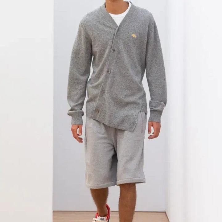 [BUNJANG] Comme des Garcons Shirt Lacoste Asymmetrical Wool Cardigan Navy L / 꼼데가르송 셔츠라인 라코스테 콜라보 비대칭 울 가디건 네이비 L