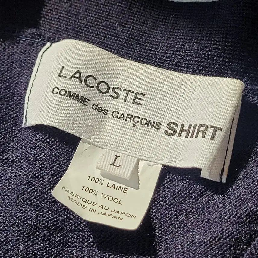 [BUNJANG] Comme des Garcons Shirt Lacoste Asymmetrical Wool Cardigan Navy L / 꼼데가르송 셔츠라인 라코스테 콜라보 비대칭 울 가디건 네이비 L