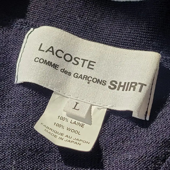 [BUNJANG] Comme des Garcons Shirt Lacoste Asymmetrical Wool Cardigan Navy L / 꼼데가르송 셔츠라인 라코스테 콜라보 비대칭 울 가디건 네이비 L