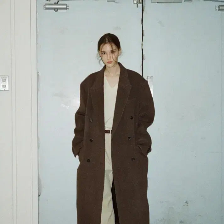 [BUNJANG] Facade Pattern Cashmere Double Coat Brown S / 파사드패턴 캐시미어 더블코트 브라운 S사이즈