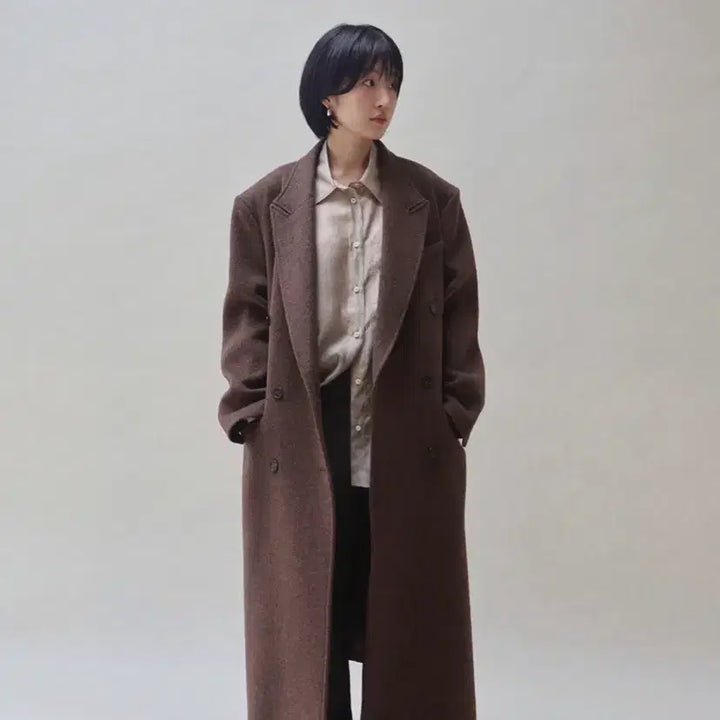 [BUNJANG] Facade Pattern Cashmere Double Coat Brown S / 파사드패턴 캐시미어 더블코트 브라운 S사이즈