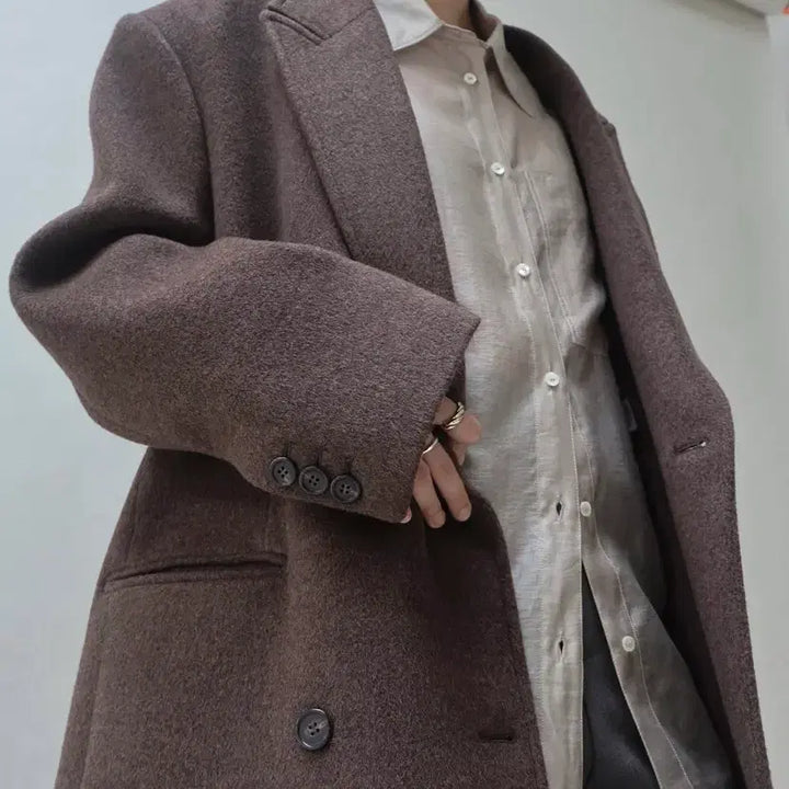 [BUNJANG] Facade Pattern Cashmere Double Coat Brown S / 파사드패턴 캐시미어 더블코트 브라운 S사이즈