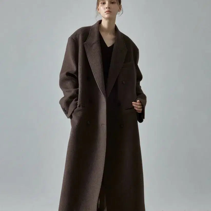 [BUNJANG] Facade Pattern Cashmere Double Coat Brown S / 파사드패턴 캐시미어 더블코트 브라운 S사이즈