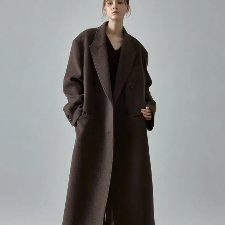 [BUNJANG] Facade Pattern Cashmere Double Coat Brown S / 파사드패턴 캐시미어 더블코트 브라운 S사이즈