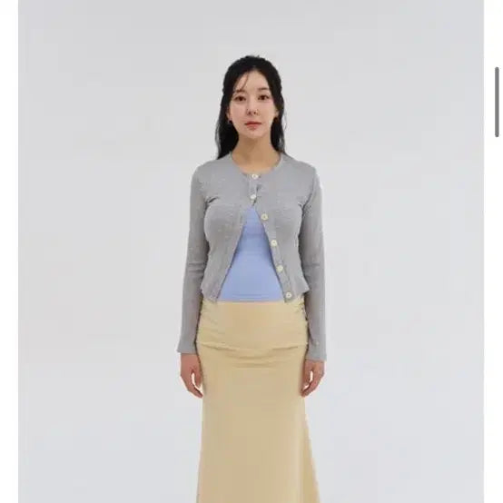 [SOLD OUT] 살롱드욘 머메이드 롱 스커트 m-l 버터/블루 컬러