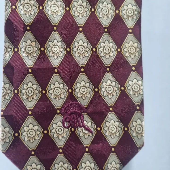 [BUNJANG] Burgundy Diamond Pattern Necktie / 버건디 다이아몬드 패턴 넥타이