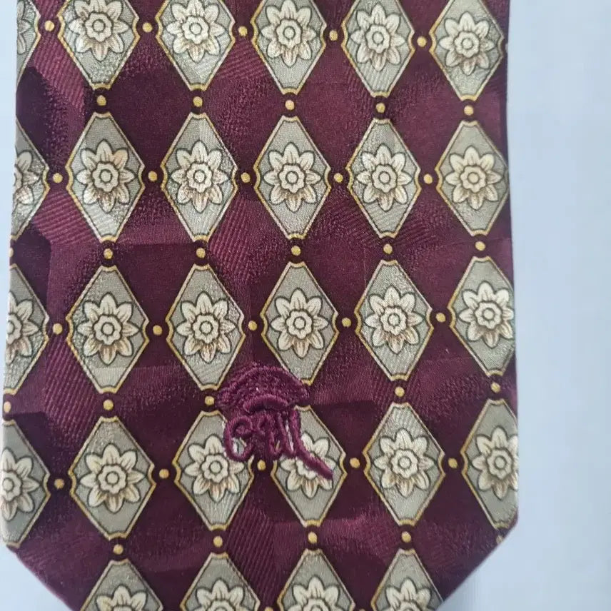 [BUNJANG] Burgundy Diamond Pattern Necktie / 버건디 다이아몬드 패턴 넥타이