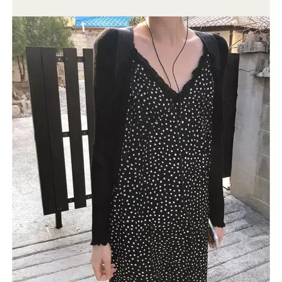 [BUNJANG] Daily Market Frill Dot Long Dress / 데일리마켓 프릴 도트 원피스 새상품