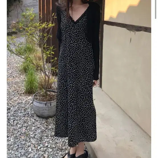 [BUNJANG] Daily Market Frill Dot Long Dress / 데일리마켓 프릴 도트 원피스 새상품