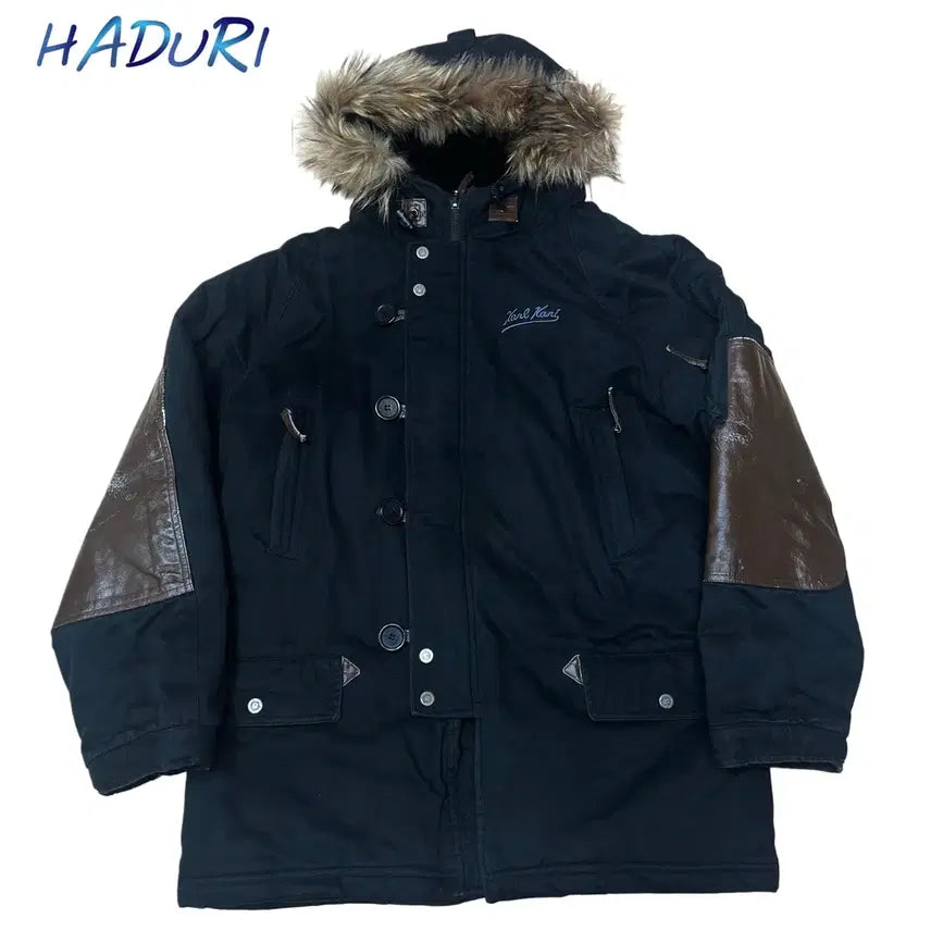 [BUNJANG] Kar Kani Black Hooded Fur Yasan Jacket L / 칼카니 블랙 후드퍼야상자켓 L