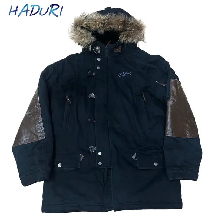 [BUNJANG] Kar Kani Black Hooded Fur Yasan Jacket L / 칼카니 블랙 후드퍼야상자켓 L