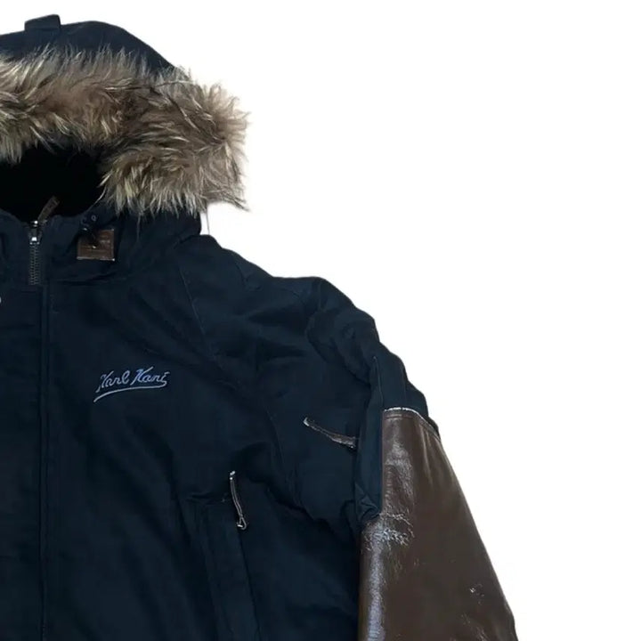 [BUNJANG] Kar Kani Black Hooded Fur Yasan Jacket L / 칼카니 블랙 후드퍼야상자켓 L