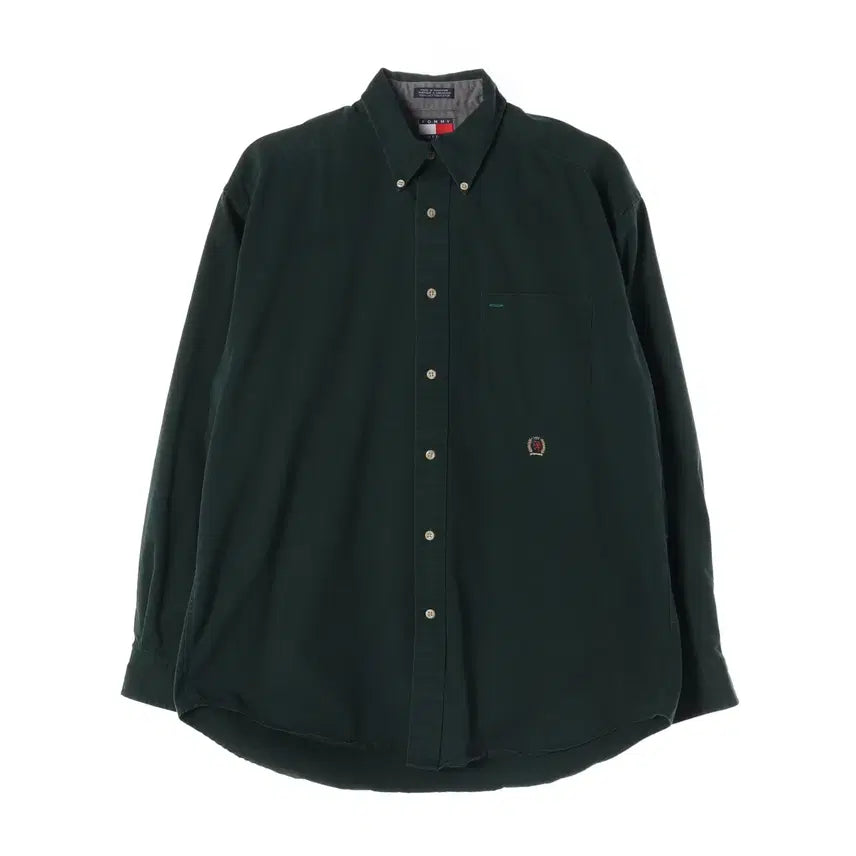 [BUNJANG] Tommy Hilfiger Green Cotton Shirt (M) / 타미힐피거 셔츠 그린 M