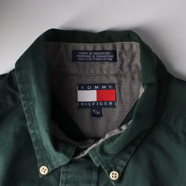 [BUNJANG] Tommy Hilfiger Green Cotton Shirt (M) / 타미힐피거 셔츠 그린 M