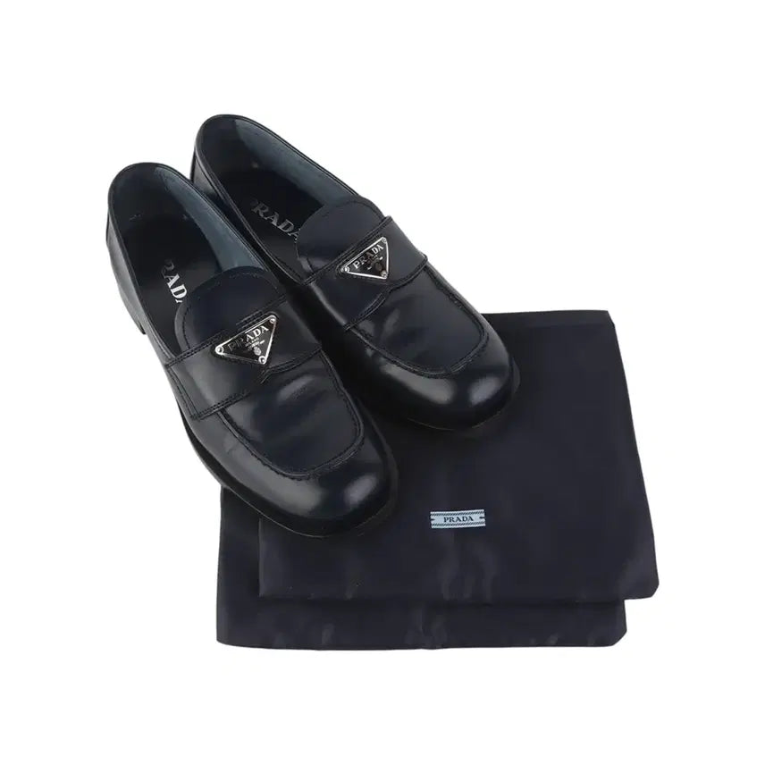 [BUNJANG] Prada 1D902M Brushed Leather Loafers / 프라다 1D902M 삼각로고 브러쉬드 모카신 로퍼 39 36780-3