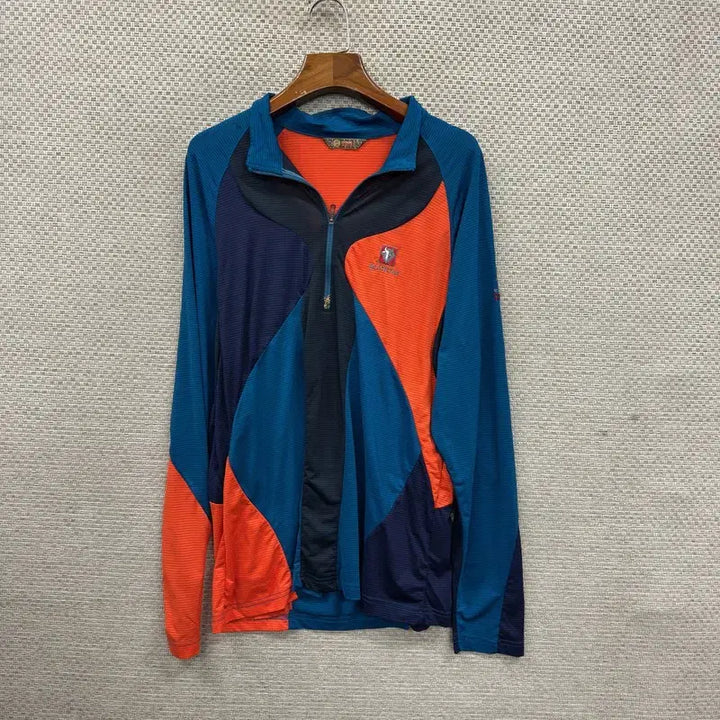 [BUNJANG] Black Yak Embroidered Logo Half-Zip Long Sleeve Shirt / 블랙야크 아웃도어 자수로고 반집업 긴팔티 105 A07470