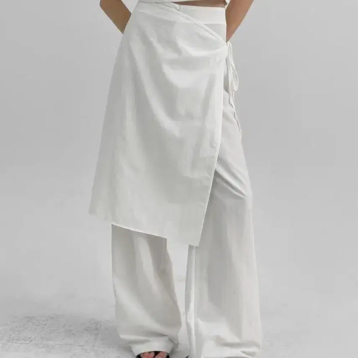 [BUNJANG] Blackup Saine Layered Pants Skirt / 블랙업 쎄인 랩 스커트 레이어드팬츠 블랙