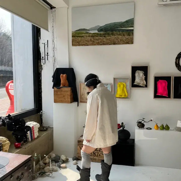 [BUNJANG] Ivory Single-Breasted A-line Trench Coat / 아이보리홑겹에이라인바바리