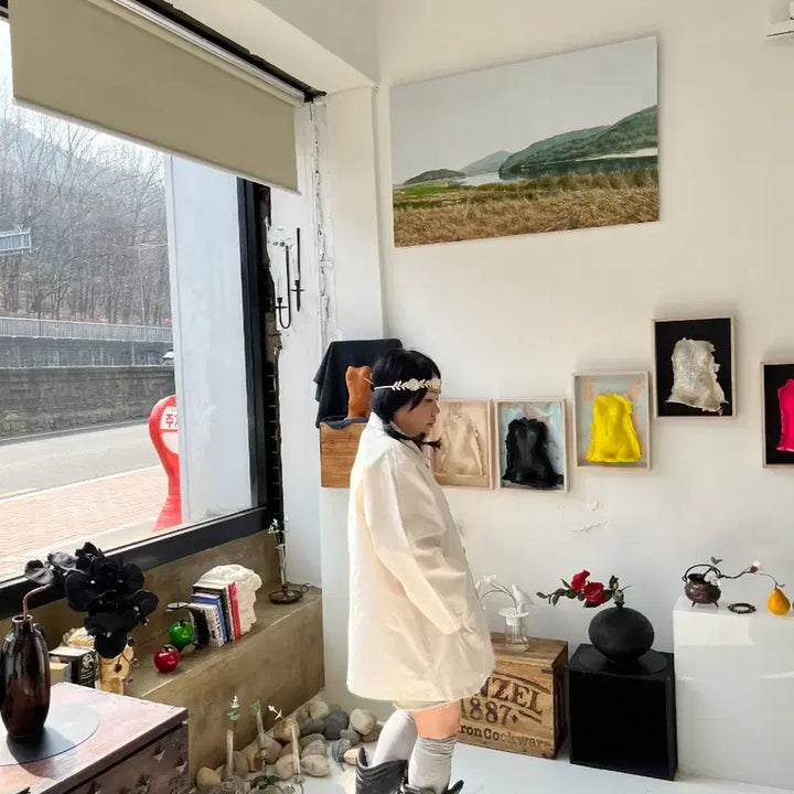 [BUNJANG] Ivory Single-Breasted A-line Trench Coat / 아이보리홑겹에이라인바바리