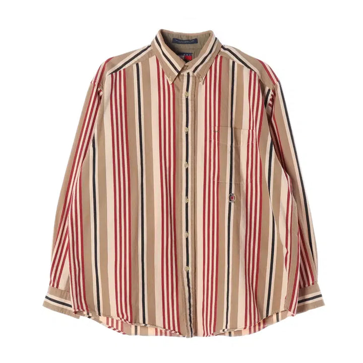 [BUNJANG] Tommy Hilfiger Striped Shirt Brown L / 타미힐피거 스트라이프 셔츠 브라운 L