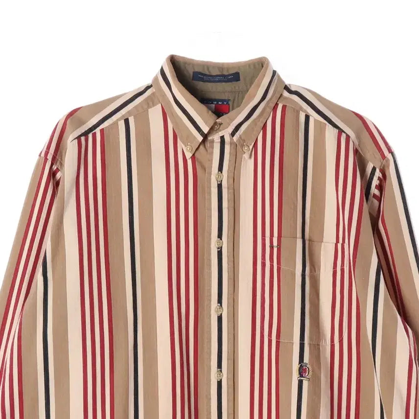 [BUNJANG] Tommy Hilfiger Striped Shirt Brown L / 타미힐피거 스트라이프 셔츠 브라운 L