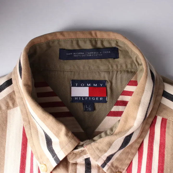 [BUNJANG] Tommy Hilfiger Striped Shirt Brown L / 타미힐피거 스트라이프 셔츠 브라운 L
