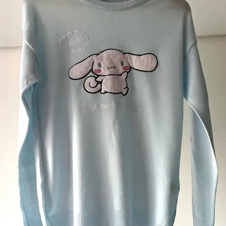 [BUNJANG] Cinnamoroll Sky Blue Knit Sweater / 시나모롤 스카이블루 니트