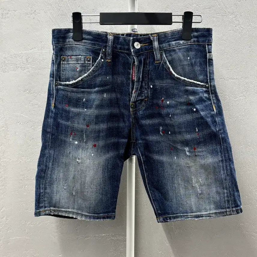 [BUNJANG] Dsquared2 Denim Shorts Damage Paint Wash 46 / 디스퀘어드 데님 반바지 데미지 페인트 워싱 46