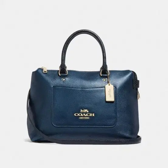 [BUNJANG] Coach Emma Satchel Bag Navy Tote Bag / 코치 F38054 엠마 사첼백 네이비 토트백