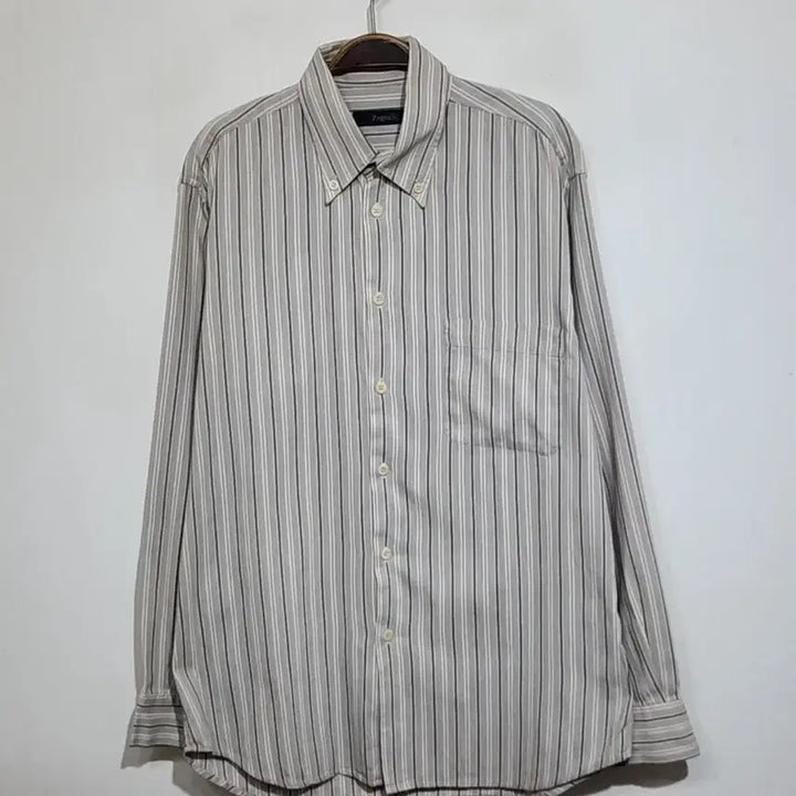 [BUNJANG] Zegna Striped Shirt / (XL) 제냐 남방 스트라이프 셔츠 포켓 이태리판