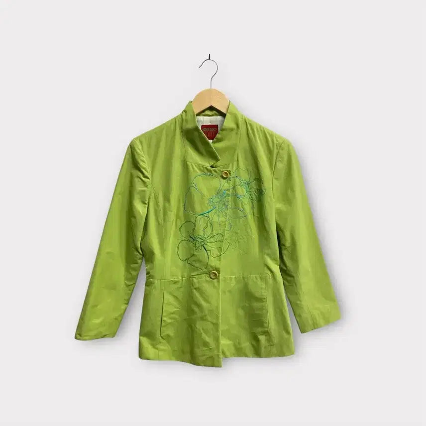 [BUNJANG] Kenzo Flower Green Cotton Jacket S / 겐조 Kenzo 플라워 연두색 코튼 재킷 S