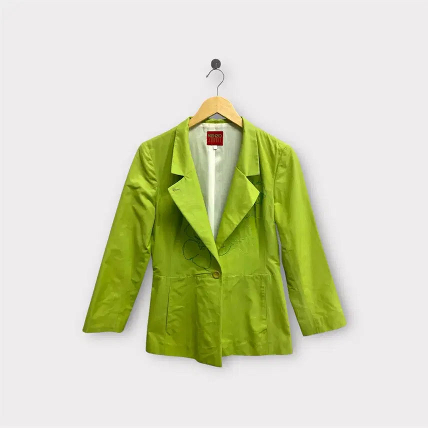 [BUNJANG] Kenzo Flower Green Cotton Jacket S / 겐조 Kenzo 플라워 연두색 코튼 재킷 S