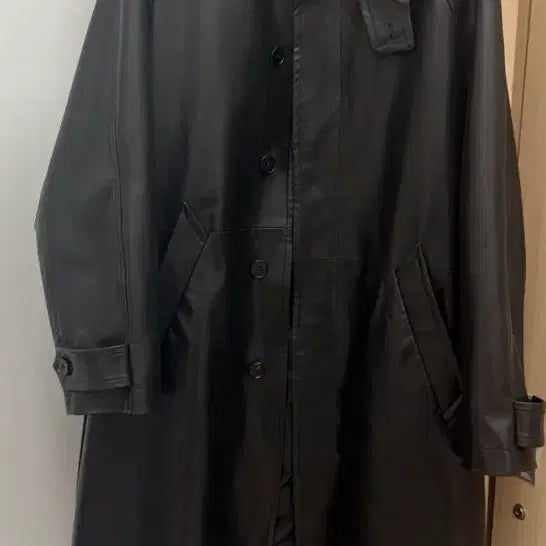 [BUNJANG] Noir Lambs Leather Vegetable Balmacaan Coat (Size 48) / 노이어 램스 레더 베지터블 발마칸 코트 48사이즈